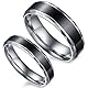 Flongo Partnerringe Damenring Herrenring Ring Edelstahl Band Ring Silber Schwarz Valentine Paar Ringe Verlobung Engagement Verlobungsringe Hochzeit Herren Größe 74mm