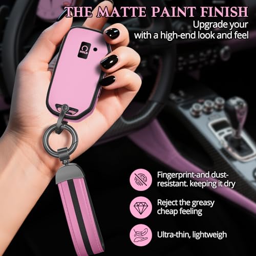 Image of for Kia Key Fob Cover Accessories,Matte TPU Material, with a Cute Leather Keychain,for Telluride,Carnival,K5 gt line,K5,Forte,K4,Sorento, Sportage and Other Models. (Iceberry Powder, Model-2)