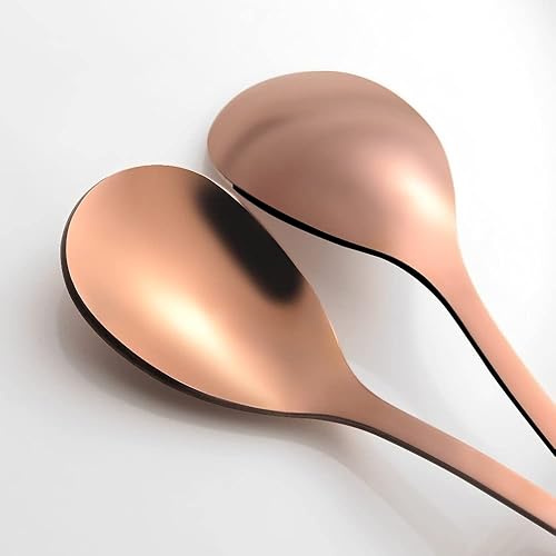 Miniatura 8 de AnSaw Soporte de base de cisne pequeño dorado con oro rosa, juego de cucharas de café con mango de hoja de 4.7 pulgadas