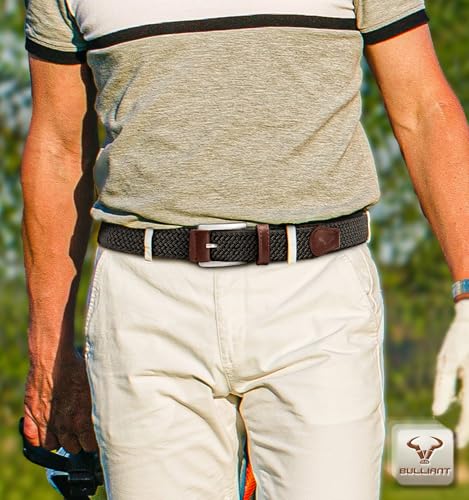 BULLIANT Men Golf Belt,Stretch Women Braided Belt for Men casual Sports Golf Snug Fit 1 3/8"3