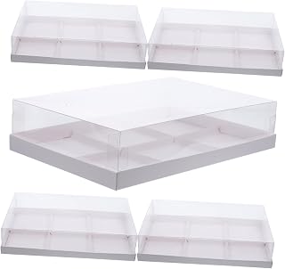 STOBAZA 5pcs Dessert Boxes with Compartments and Lid Paper