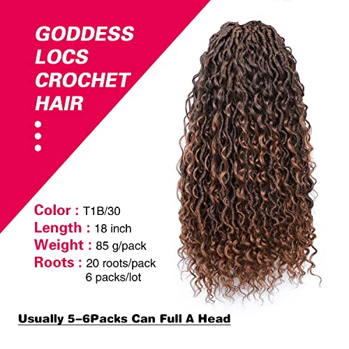 18inch Goddess Locs Crochet Hair 6packs Faux Locs Crochet Hair with Curly Ends River Locs Crochet Hair For Black Women Pre Looped Crochet Braids