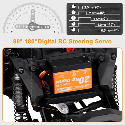 Image of HobbyPark Waterproof Servo Metal Gear RC Servo Digital Servo w /Aluminum Horn RC Parts for 1 /12 1 /10 RC Crawler RC Truck RC Car Buggy Robotic Control Angle 90-180 Programmable 8.4V HV (20kg Torque)