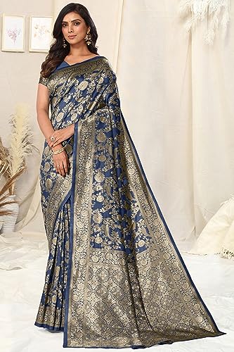 Image of MIRCHI FASHION Women Saree | Jacquard Banarasi Silk Woven Ethnic Motif Office Wear Sari