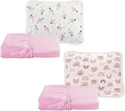 Jogo Lençol Berço Americano 2 Kits De Lençol Com Elastico e Fronha Estampa Menina