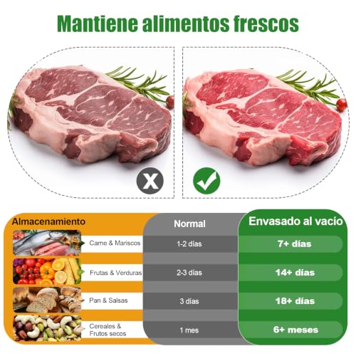 Miniatura 3 de Maquina De Vacio Para Alimentos 6 En 1, Selladora Automática De Alimentos Secos Y Húmedos, Sellador Al Vacío Con 20 Bolsas De Vacío Y Tubo De Vacío