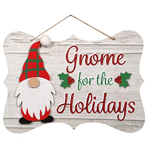 Farmhouse Winter Seasonal Holiday Decor Christmas Decorations - Gnome Sign with 3 Gnome Plush - 4 Piece Set (Gnome for The Holidays)