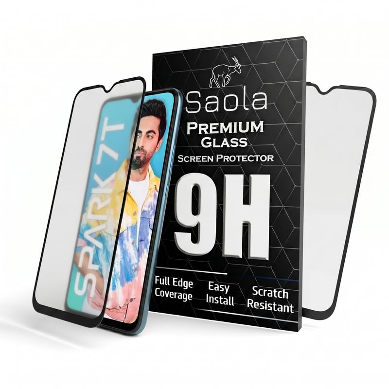 Image of Saola Anti-Glare Matte Screen Protector for Tecno Spark 7T | Smooth Touch Finish, 9H Strength Glass, Full Coverage, Bubble-Free Installation Kit | Quick & Easy Application | Pack of 1