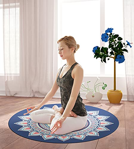 Nuveti Large Meditation Mat Non Slip Round Yoga Mat Natural Rubber With Sueded Surface Exercise Mat Perfect For Meditating, Stretching, Yoga（140Cm X 3.5Mm Thick) #TOP5