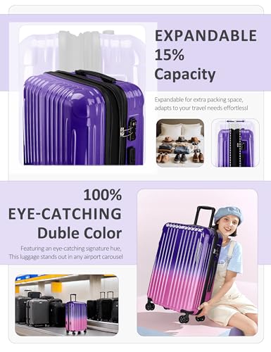 Image of Carry on Luggage 2 Piece(20in /24inch - Airline Approved Suitcases with Spinner Wheels, Built-In TSA Lock,Hard Shell Expandable Suitcases
