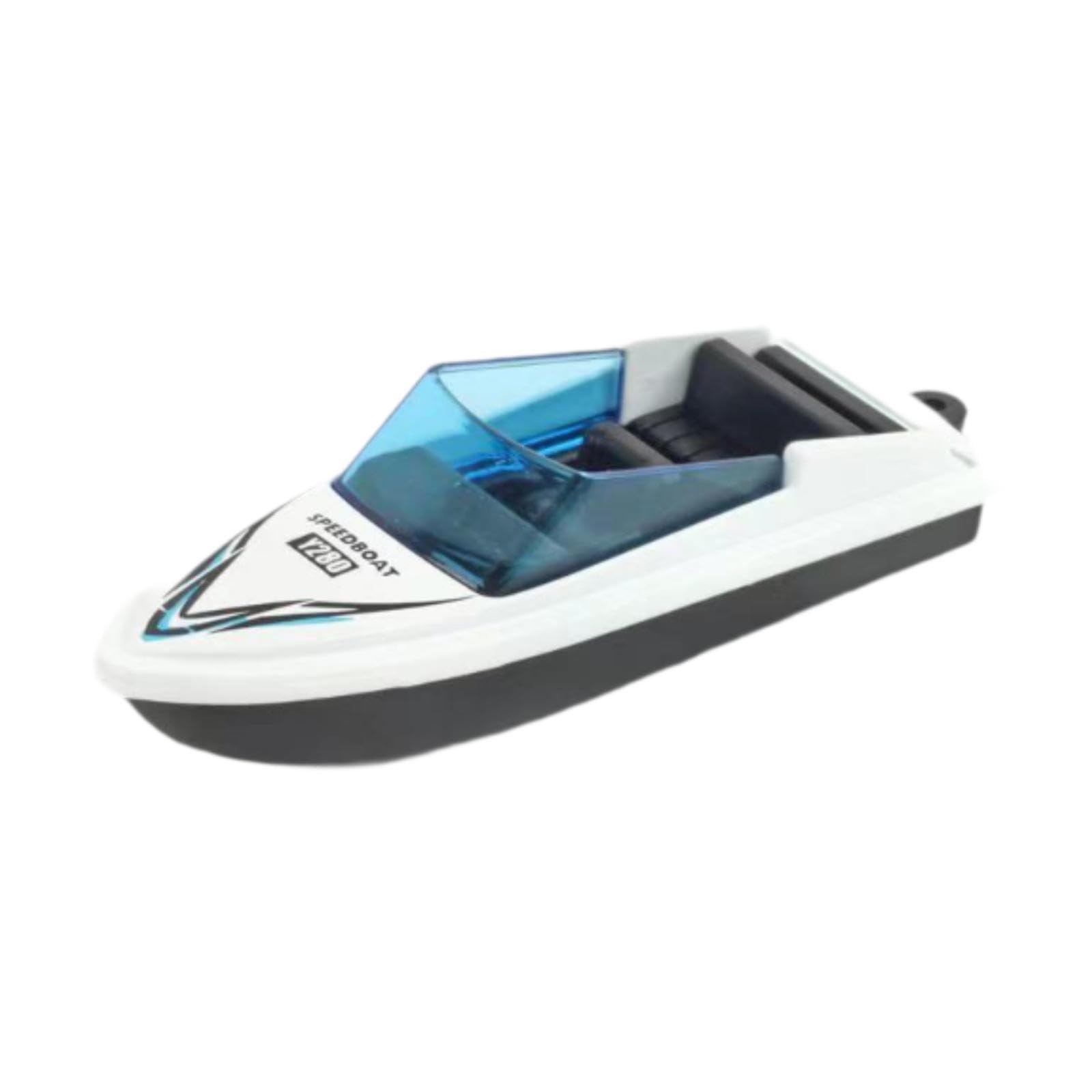 LOVIVER Mini Motorboat Model, Alloy Simulation Speedboat Educational Toy, Micro Landscape Decoration for Age 3-12+ Adults, Kids, White