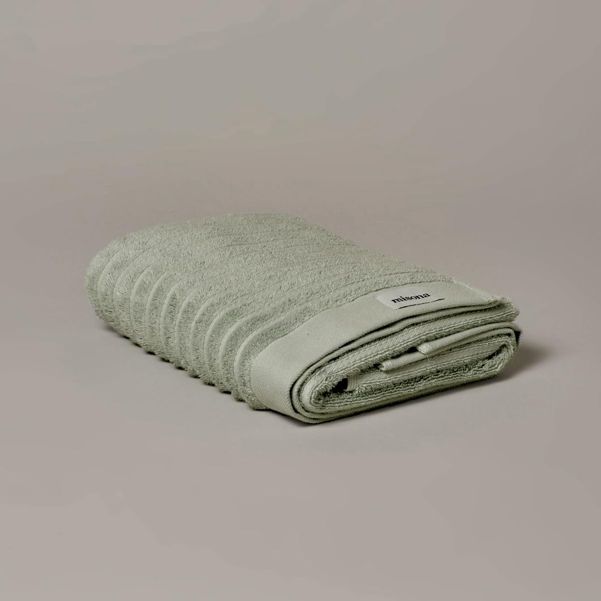 Misona Sage Green 100% Organic Cotton Bath Towel 70 X 125Cm – Luxury Heavyweight 650Gsm Ribbed Bathroom Towels (Sage Green)