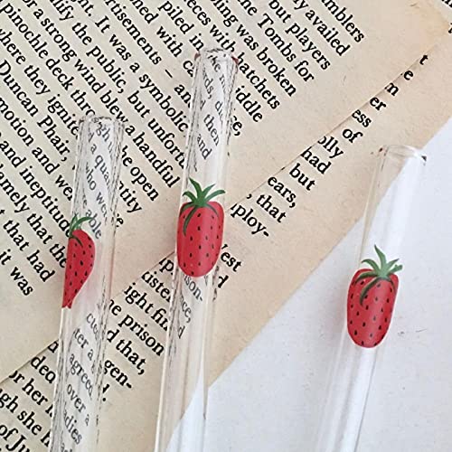 Tazza di vetro carina fragola da 300 ml con paglia...