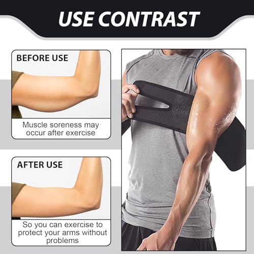 Upper Arm Compression Sleeve for Bicep Tendonitis Adjustable Bicep Support Brace Elbow Support Wrap Pain Relief Muscle Strains Injury Arthritis Recovery Material Upper Arm Sleeves Men Women Black - Image 5