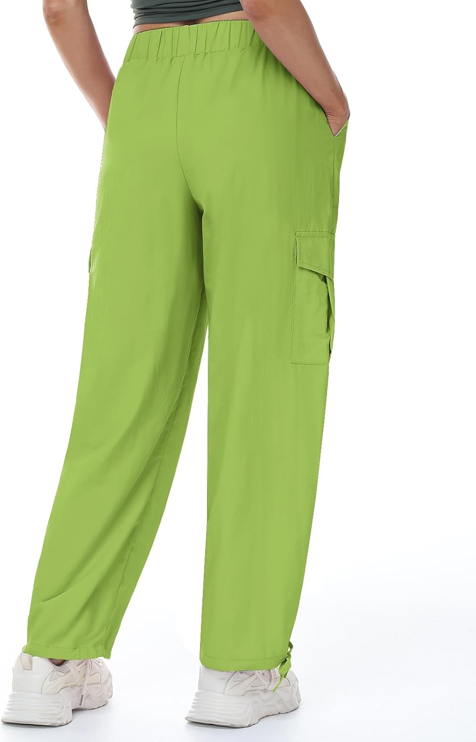 Womens Cargo Joggers Parachute Y2K Pants Lightweight Hiking Travel Scrub Pants Elastic Waist with Drawstring Quick Dry - Image 2