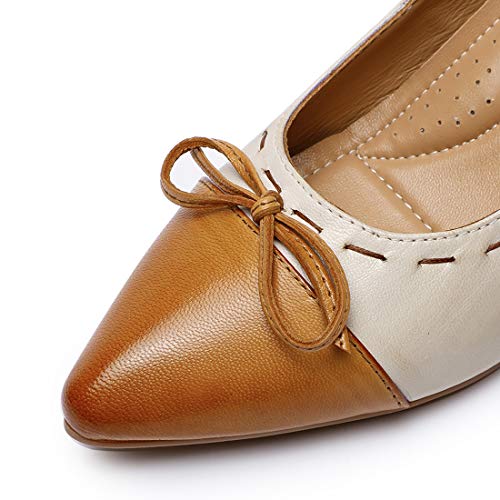 Image of Mona flying Women's Leather Elegant Bowknot Pointed Toe Dress Pumps Heels