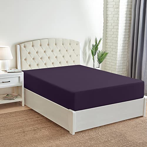 Mellanni California King Fitted Sheet Only - Iconic Collection Bedding Sheets - Soft & Cooling Sheets With Up To 16 Inch Deep Pocket - Wrinkle, Fade, Stain Resistant - 1 Pc (Cal King, Purple) #TOP2