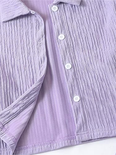 Kids Girls 3 Piece Lone Sleeve Crop Top And Camisole with Pants Set Casual Daily Wear Outdoor Sports Outfits Purple 8-9 Years3