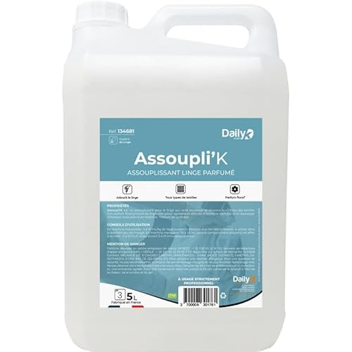 DAILY K - Assouplissant linge - Parfum floral - Fabriqué en France - Bidon 5 Litres