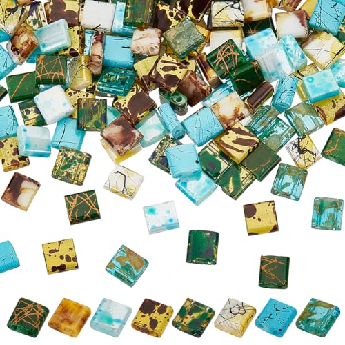 PH PandaHall 160pcs 8 Colors 2-Hole Glass Seed Beads Tila Beads Rectangle Craft Spray Painted/Drawbench Flat Square Bead Loose Spacer Bead for Bracelets Necklace Jewelry Making 5x4.5~5.5mm