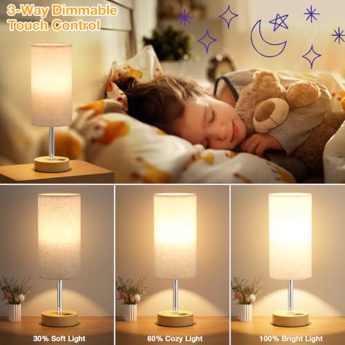 Dicoool Bedside Table Lamp for Bedroom - 3-Way Dimmable Touch Lamp, USB A+C - Image 3