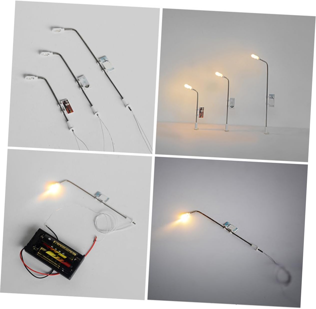 15 Pcs Model Street Lights with Led Bulbs for Train Scenery 1/150 Scale Miniature Lampposts for Model Railways and Micro Landscape Decoration