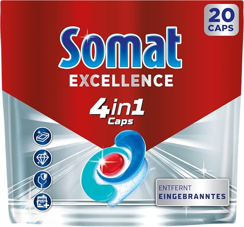 Somat Excellence 4in1 (20 Caps), schnellauflösende Spülmaschinen Tabs – Ansicht 1