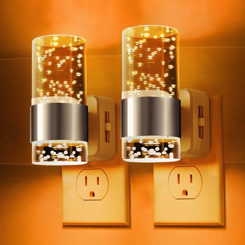 Image of L LOHAS LED Night Light,Dimmable Night Lights Plug into Wall, 2 Pack Acrylic Nightlights with 0-100 LM Adjustable Brightness, Amber Plug in Night Light with Dusk to Dawn Sensor, for Bathroom Hallway