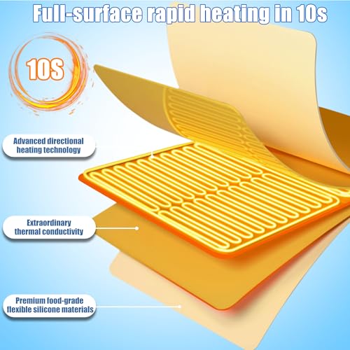 YINPAD Warming Mat for Food, Food Warming Mat, Electric Warming Tray, Warming Trays for Buffets Party, Food Warmer Mat 10s Quick Heating, Roll-Up Design Heating Mat for Food, Timed Function(White)
