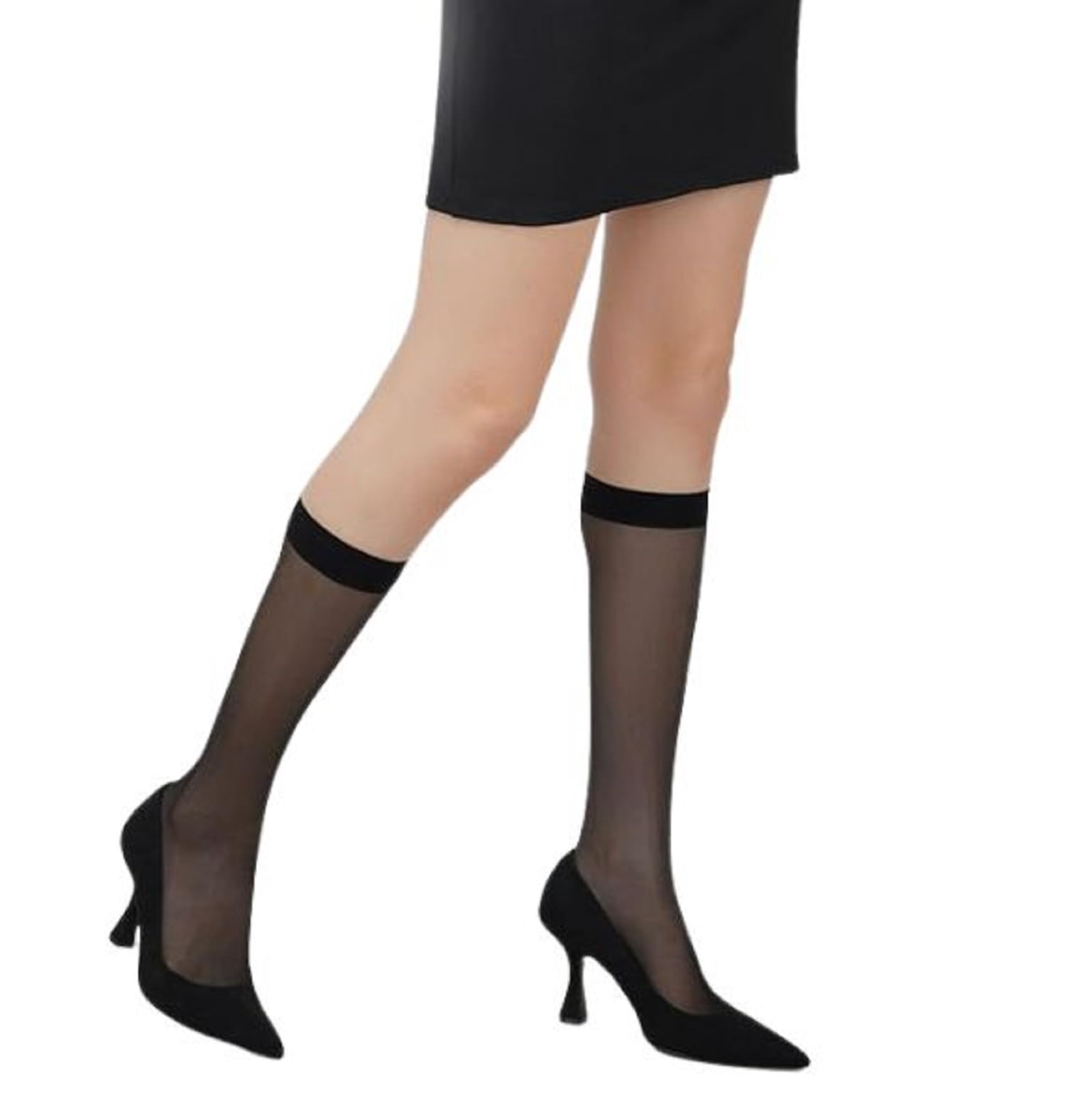 ramanuja - fashion as unique as you are. RAMANUJA Women's Ultra Thin Transparent Knee Length Socks | Below the Knee Stockings | Nylon Transparent Thigh High - Black, 1 pair of Socks-picture-43