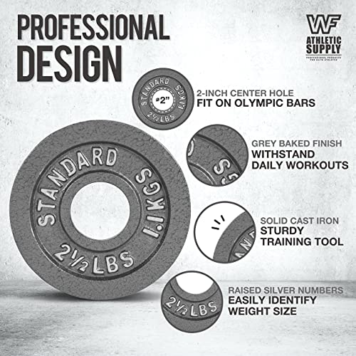 Wf Athletic Supply 290Lb & 300Lb & 555Lb Traditional / Classic Olympic Weight Plates Set With 7 Ft. Olympic Barbell, Great For Strength Training, Weightlifting, Bodybuilding & Powerlifting #TOP4