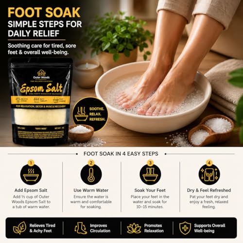 Image of Epsom Salt 1kg (99% Pure Magnesium Sulphate) for Bath Soak, Foot Soak, Muscle Recovery, Relaxation, Stress Relief & Home Gardening | Premium Bath Salt for Men & Women