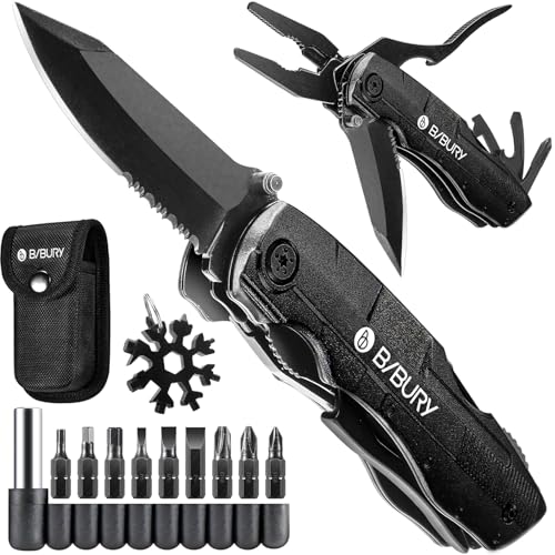 BIBURY Vatertagsgeschenk für Papa, Multitool Taschenmesser, Geschenke für Männer, Camping Zubehör, Geburtstagsgeschenk Gadgets für Männer, Klappmesser, Messer Outdoor, Männergeschenke für Papa