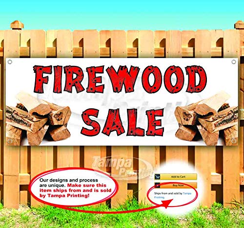 FIREWOOD 13 oz Heavy Duty Vinyl Banner Sign with Metal Grommets, New, Store