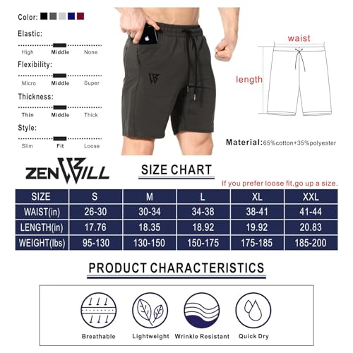 ZENWILL Shorts de corrida masculinos para academia, exercícios atléticos, musculação, fitness com bo