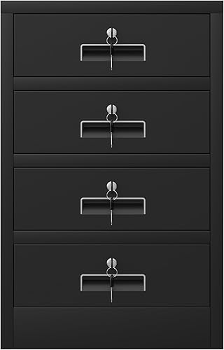 Miniatura 16 de Gabinete de almacenamiento de metal con cajones con cerradura para oficina en casa, dormitorio, sala de estar (blanco) Negro -,Blanco