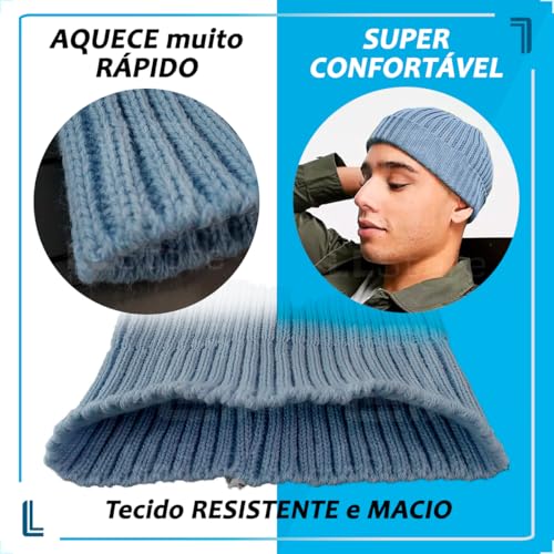 Touca Sailor Curta Marinheiro Lenhador Gorro De Lã Canelada Frio Inverno Forrada (Dourado)