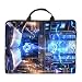 RWUTYTIUL Laptop Shoulder Bag Sleeve Case for Women Men 17 Inch, Large Capacity Waterproof PU Leather Computer Handbag Suitable for 15.6" 16" 17 Inch iPad/Netbook/Tablet/Reader, Blue Books
