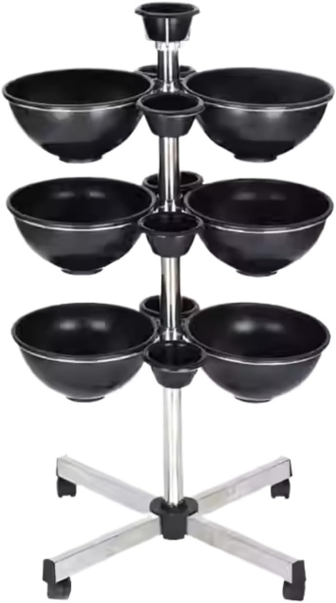 Portable Mobile Hair Station Cart - Beauty Hair Color Tray Trolley with Tool Storage, Utility Cart for Hairdressing, Includes Dyeing Bowls (Black)