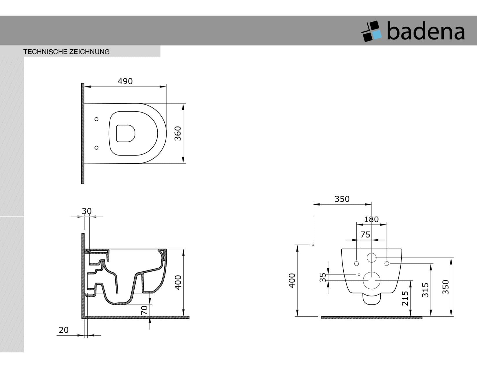 Dusch WC spülrandlos I Taharet WC Komplettset Warmwasser I Bidet WC randlos schwarz matt I Hänge WC kompatibel mit Geberit Duofix Spülkasten Sigma30 Drückerplatte I Wand WC Softclose Deckel