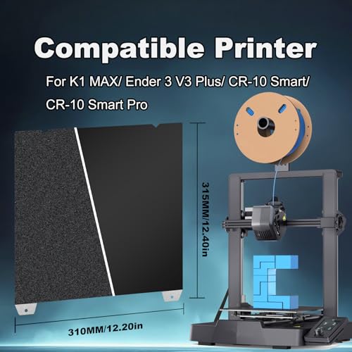 Image of 310x315mm Black Build Plate for K1 MAX /Ender 3 V3 Plus /CR-10 Smart /Smart Pro, Double Sided Textured PEI+Smooth PEI Flexible Spring Steel Platform Heated Printing Bed for Creality 3D Printer