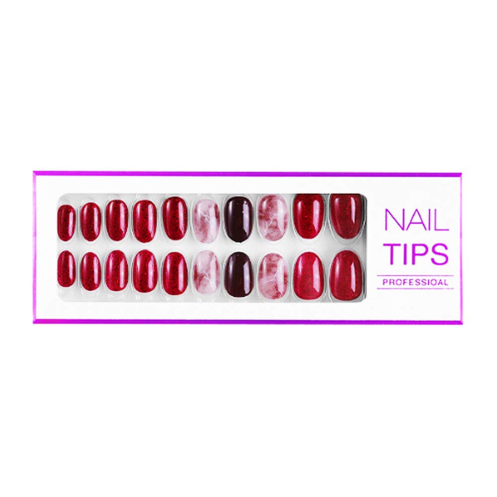 blooming Matte False Nails for Nail Salons and Nail Art ，Press On Fake Nails Nail Tips with Nail Stickers (07)