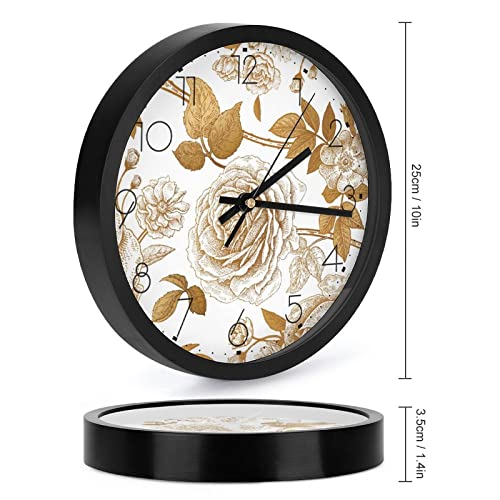Horloge murale 25.4cm au design de fleur marron et épuré - 3