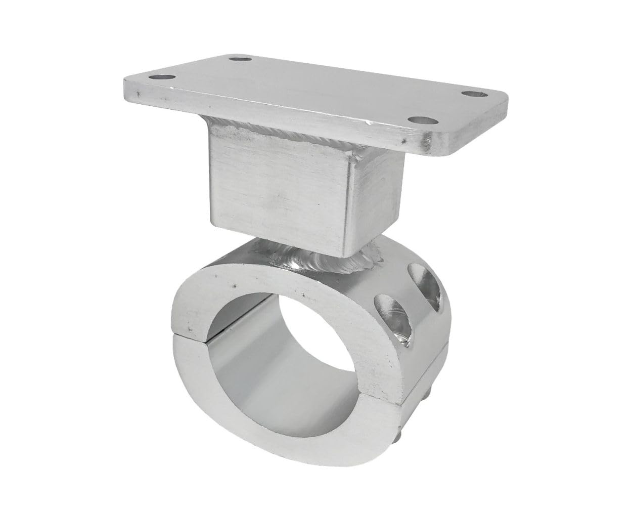 Fishmaster T-Top Folding Antenna Mounting Plate - Universal Fit, Swivels, Marine Grade Anodized Aluminum, Stainless Steel Hardware for GPS/FM/UHF/VHF Antennas - Bright-Dipped, Anodized