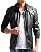 ZSHOW Men's PU Faux Leather Black Moto Jacket Casual Wear(Black,Medium)