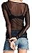 Imagenation Long Sleeve Mesh Sheer See Through Round Scoop Neck Top, Large, Black