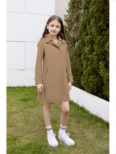 Cromoncent Boys Girls Long Raincoat, Hooded Windbreaker Jacket Waterproof Windproof3