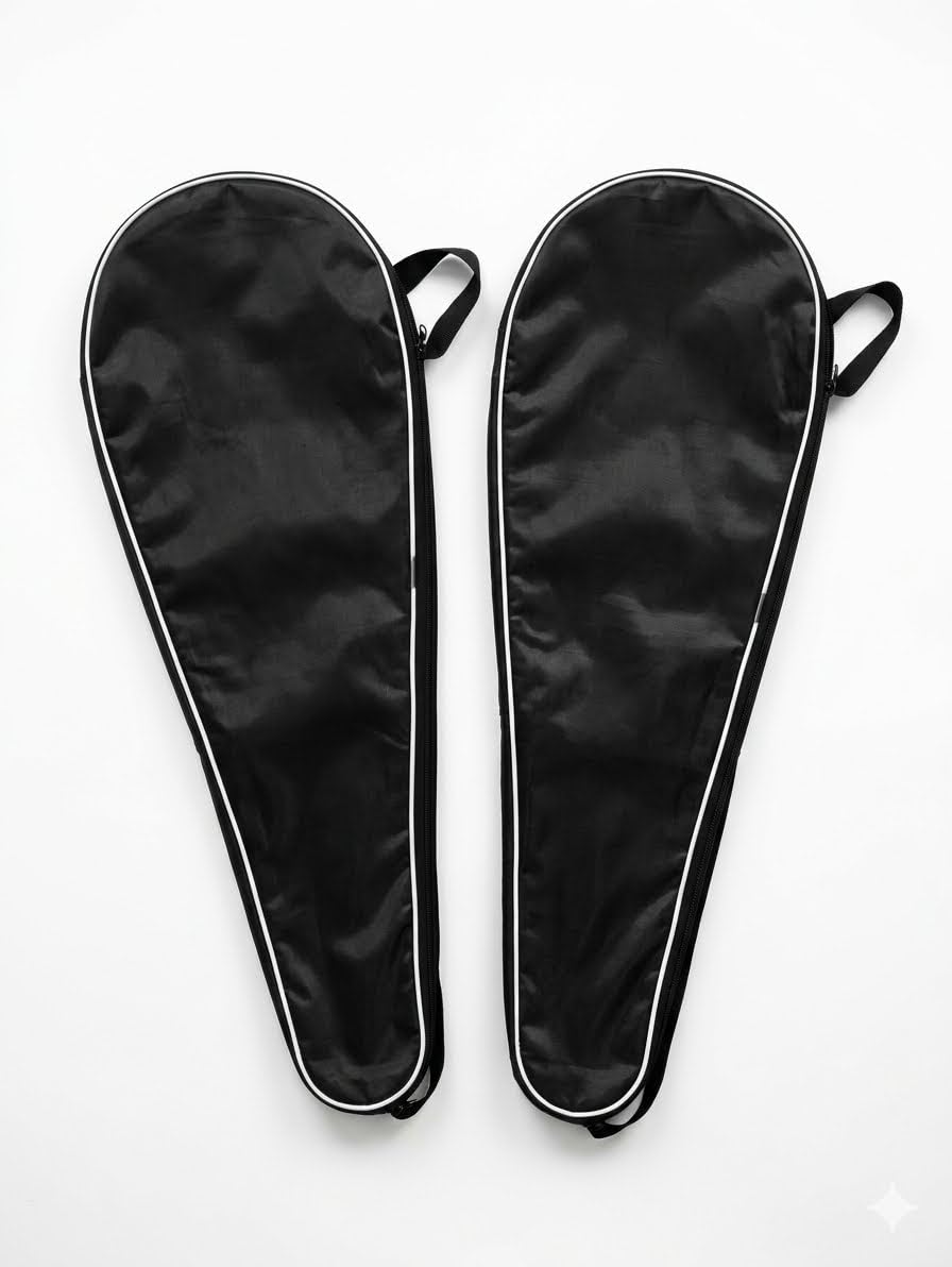 Premium Badminton Racket Cover Bag (Pack of 2) - Water Resistant, Durable Case with Non Adjustable Shoulder Strap, Black-image-34