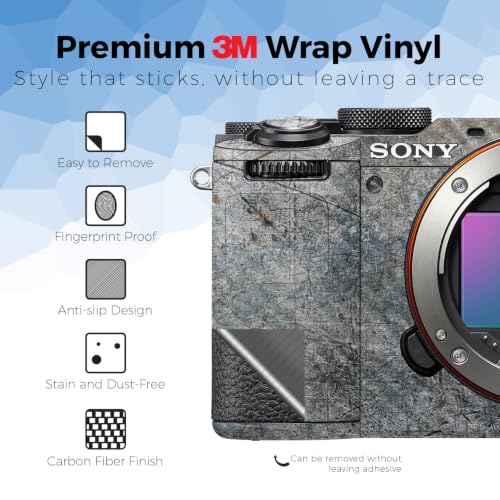 Image of Carbon Fiber Camera Skin Compatible with Sony A7C Mark II (2023) - Shadow Concrete - Premium 3M Vinyl Protective Wrap Decal Cover - Easy to Apply | Crafted in the USA by MightySkins