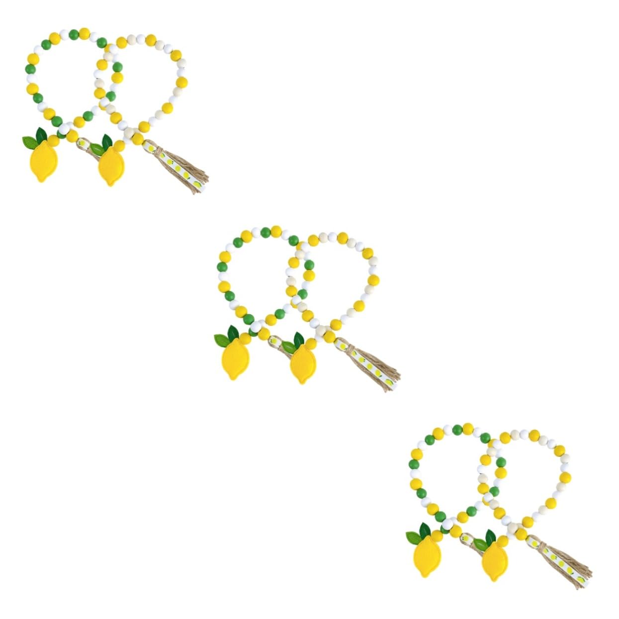 Guirlande de perles bois et pompons citron pour une fête de style rustique